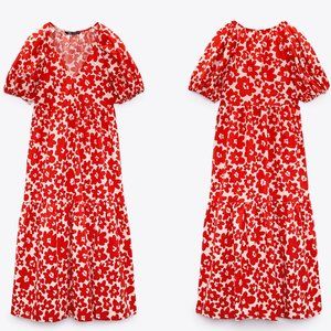 NEW ZARA printed poplin 8342 dress size XS
